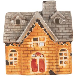 Clayre & Eef Подсвечник Дом 13x8x14 см Оранжевый/Бежевый