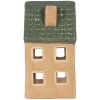 Clayre & Eef Подсвечник в виде дома 6x6x11 см бежево-зеленый