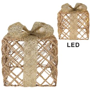 Clayre & Eef 66311 Набір LED-подарунків 3 шт. Золотистий