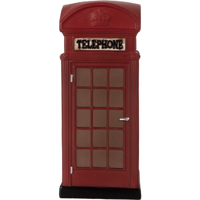 Clayre & Eef 6LMP813 Nachtlicht Telefonzelle LED 10x10x23 cm Rot-Braun