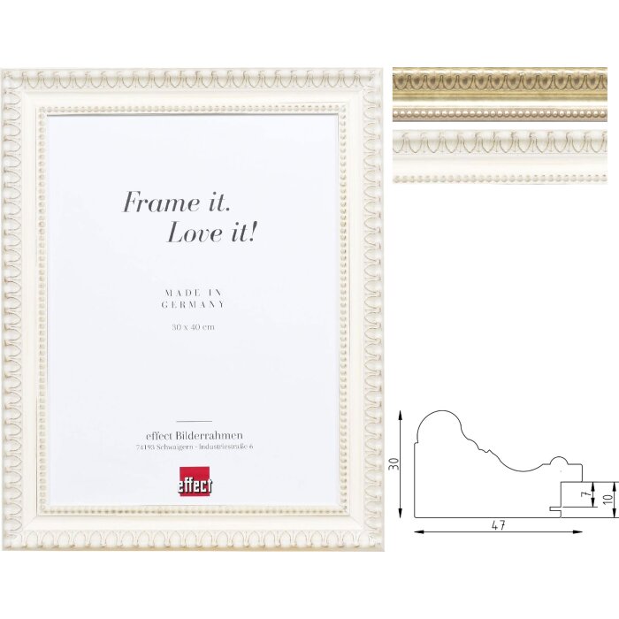 Effect Profil 56: Барочная деревянная фоторамка (белая/серебро)