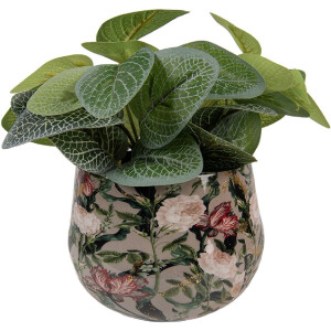 Clayre & Eef 66395 Квітковий горщик Ø 13x10 см Сірий Рожевий