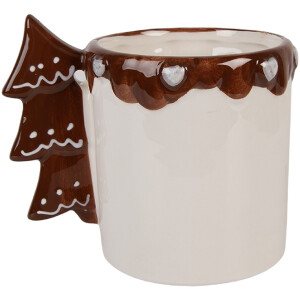 Clayre & Eef Кружка 400 мл 13x10x11 см бело-коричневая