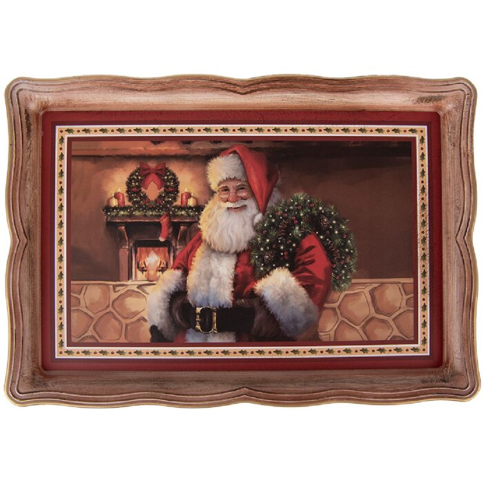 Clayre & Eef Поднос 31x22x2 см коричневый-красный