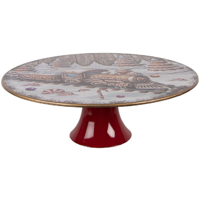 Clayre & Eef Подставка для торта Ø 29x10 см Бело-Красная