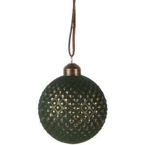 Clayre & Eef Елочная игрушка стеклянная зеленая 8x9 см