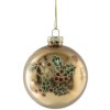 Clayre & Eef 6GL5134 Елочная игрушка стеклянная золотисто-зеленая 8x8 см