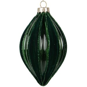 Clayre & Eef Елочная игрушка стеклянная зеленая 7x12 см