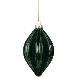 Clayre & Eef Елочная игрушка стеклянная зеленая 7x12 см