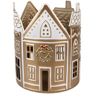 Свічник Clayre & Eef Ø18x22 см, золотий та білий