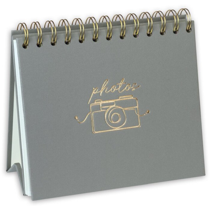 Альбом спіральний OLIVER, сірий, 13x19 см, 20 сторінок, з клейовими вкладками