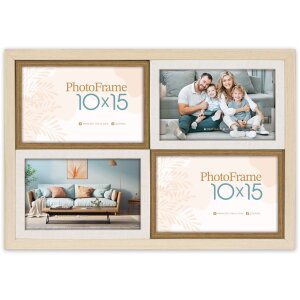 Мультифотографічна рамка ZEP SH446 PS для 4 фото, натуральний білий та коричневий