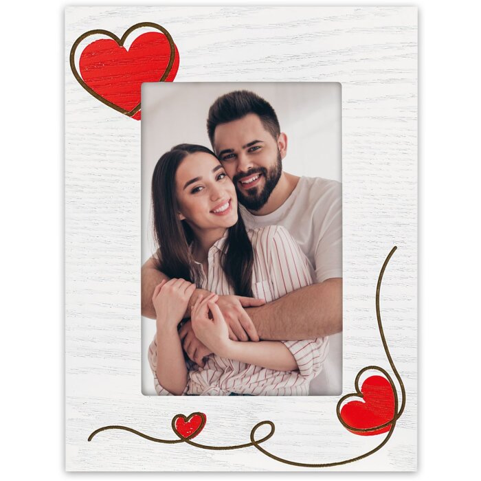 Деревяна фоторамка Zoe 10x15 см Серця WH4846