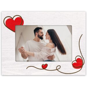 Деревяна фоторамка ZEP Zoe Біла 10x15 см Серця Горизонтальна