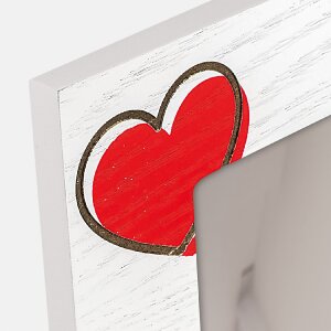 Деревяна фоторамка ZEP Zoe Біла 10x15 см Серця Горизонтальна