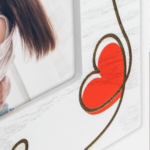 Деревяна фоторамка ZEP Zoe Біла 10x15 см Серця Горизонтальна