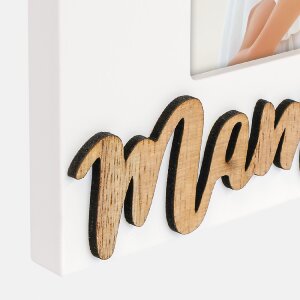 Деревяна фоторамка "Мама" I 10x15 см, біла