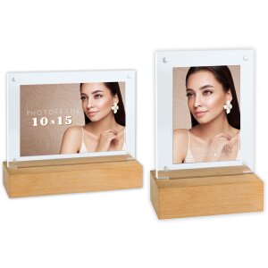 Акриловий фоторамок "Нью-Йорк" з LED-освітленням, деревяний підставок, 10x15 см або 13x18 см