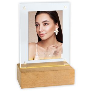 Акриловий фоторамок "Нью-Йорк" з LED-освітленням, деревяний підставок, 10x15 см або 13x18 см