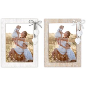 Деревяна фоторамка Ellen з серцем та бантиком 10x15/13x18/15x20 см