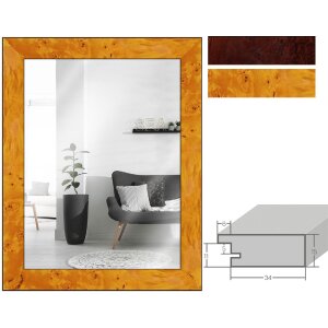 MendeFrames Настінне дзеркало H14E з декором коріння дерева світлий/темний