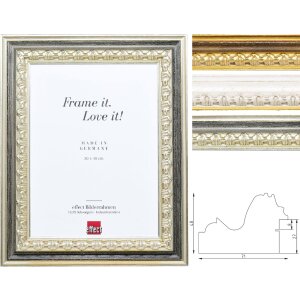 Ефектна фоторамка Профіль 80 Бароко Золото Срібло Білий Дерево до 70x100 см