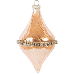 Clayre & Eef Різдвяна куля 8x14 см Оранжева