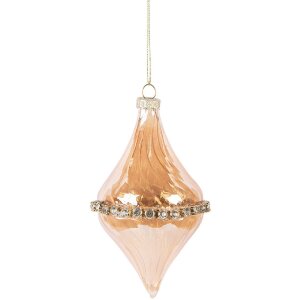 Clayre & Eef Різдвяна куля 8x14 см Оранжева