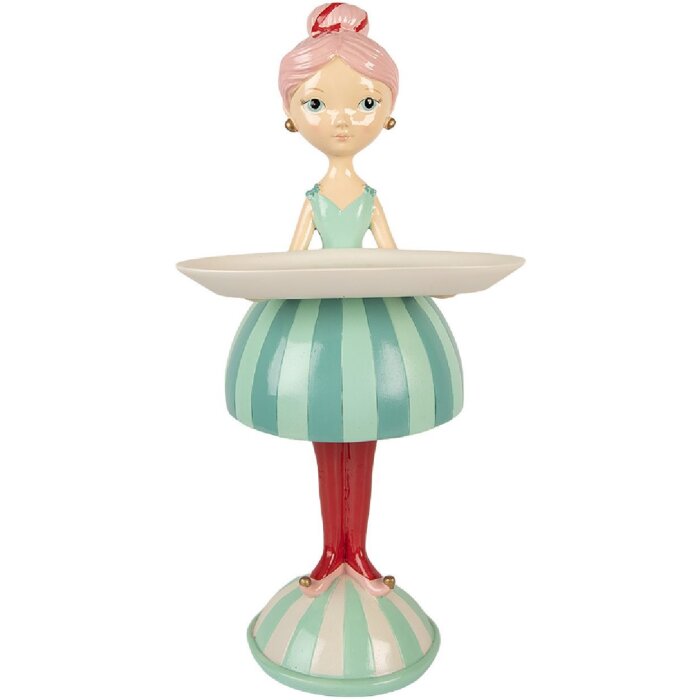 Clayre & Eef Декорація Дитина з Мискою 18x16x38 см Синій/Білий