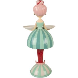 Clayre & Eef Декорація Дитина з Мискою 18x16x38 см Синій/Білий