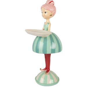 Clayre & Eef Декорація Дитина з Мискою 18x16x38 см Синій/Білий