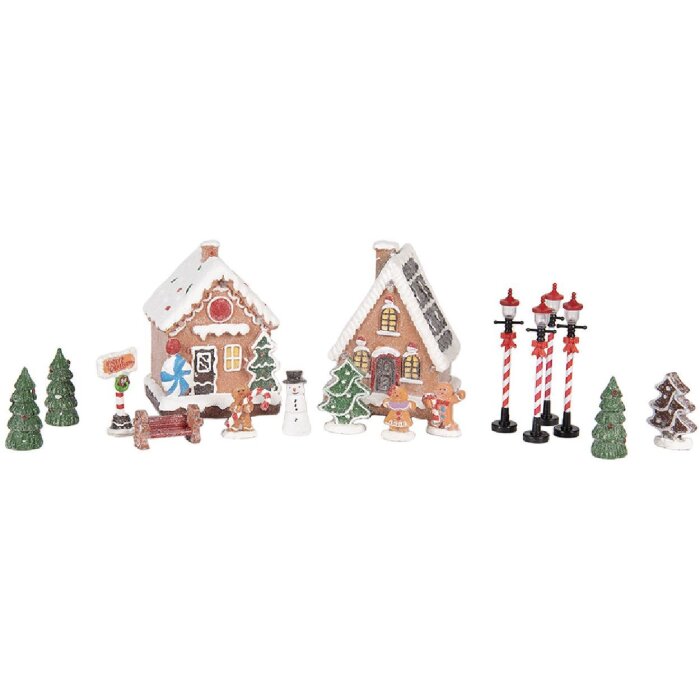 Clayre & Eef Набір декоративних будиночків з LED 17 шт 9x8x13 см