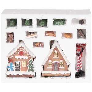 Clayre & Eef Набір декоративних будиночків з LED 17 шт 9x8x13 см