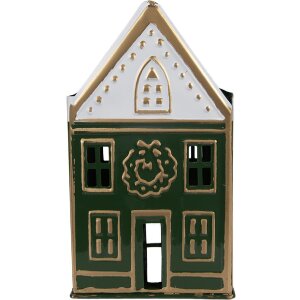 Clayre & Eef Свічник 14x12x25 см Зелено-білий