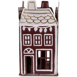 Clayre & Eef Свічник 12x12x22 см червоно-білий