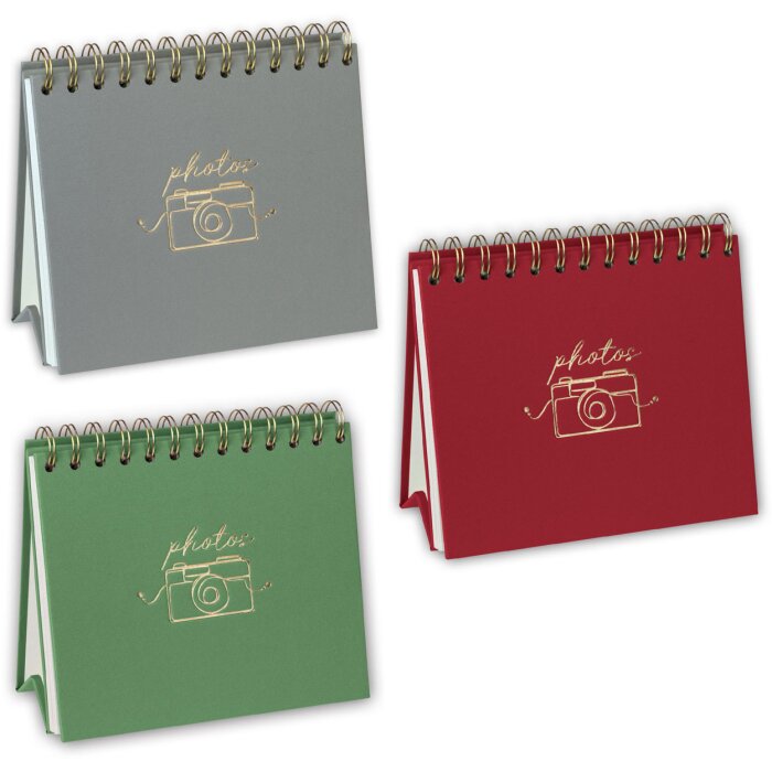 ZEP Спіральний фотоальбом самоклеючий на підставці 20 арк. Червоний/Зелений/Сірий 10x15/13x19
