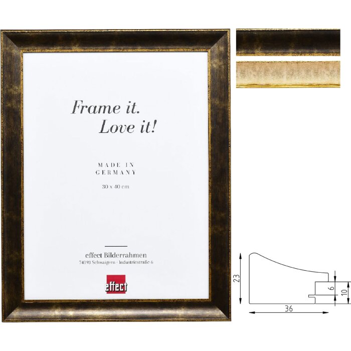 Effect Holzrahmen Profil 68: Барочная фоторамка 3,6 см, чёрный/кремовый