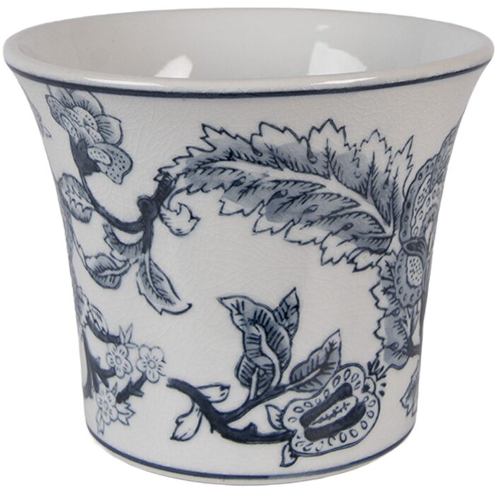 Керамічна миска для рослин Ø 16x13 см, стильний квітковий орнамент