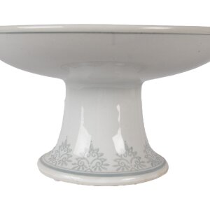 Тортова тарілка Clayre & Eef, 21 см, вінтажний дизайн з квітковим орнаментом, біла та зелена кераміка