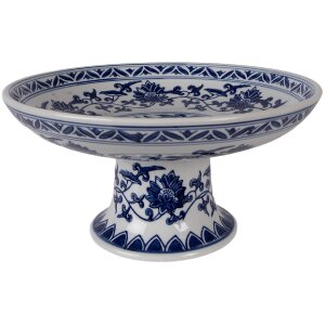 Тортовая тарелка Clayre & Eef, 26 см, белая с синими акцентами