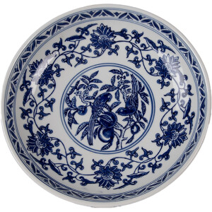 Тортовая тарелка Clayre & Eef, 26 см, белая с синими акцентами