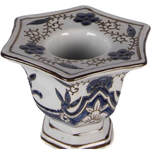 Свічник Clayre & Eef Ø 18x36 см, біло-синій, фарфор