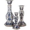 Свічник Clayre & Eef Ø 18x36 см, біло-синій, фарфор