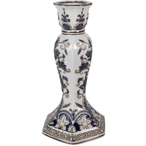 Свічник Clayre & Eef Ø 15x28 см, біло-блакитний, з порцеляну