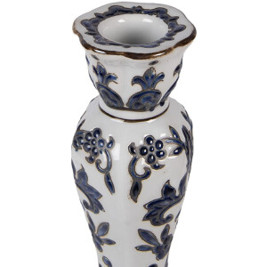 Свічник Clayre & Eef Ø 11 см × 21 см, біло-блакитний, керамічний