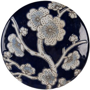 Коробка для ювелірних виробів Clayre & Eef, Ø 12x10 см, світло-блакитно-біла кераміка