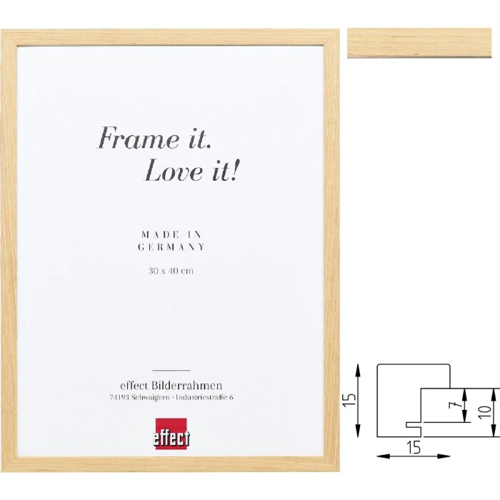 Ефектна дерев’яна рамка з ясеня, профіль 70, з музеївським склом та різними розмірами