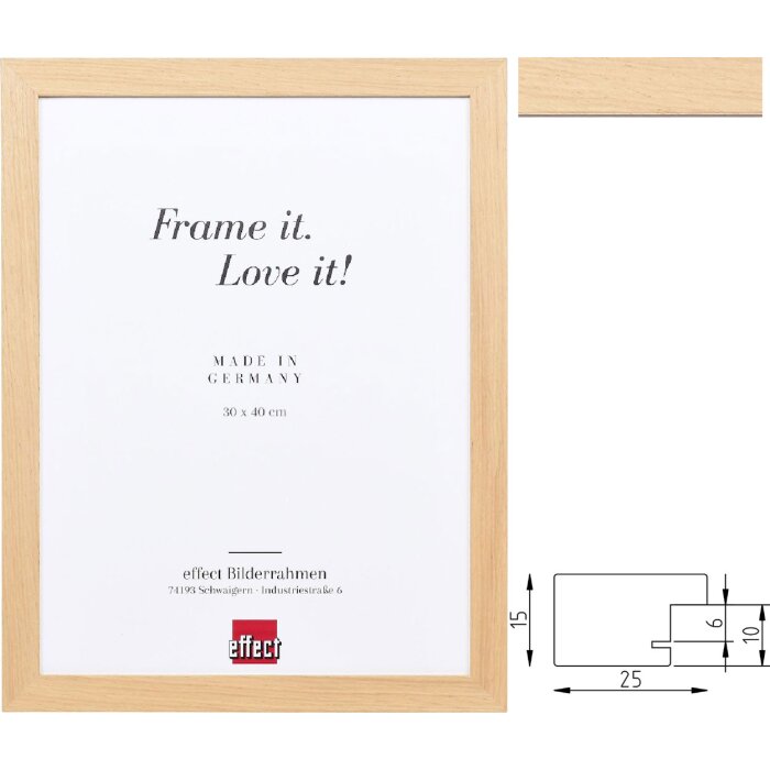 Фото рамка з натурального дубу, профіль 71, різні розміри, вибір скла