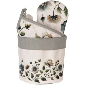 Корзина для хлеба Clayre & Eef GTB50, бежево-зеленая, Ø 15x16 см