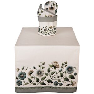 Табличный коврик Clayre & Eef 50x140 см, бежево-зеленый